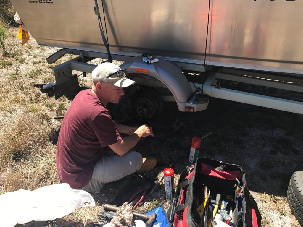 Col changing the bearings on the trailer wheels