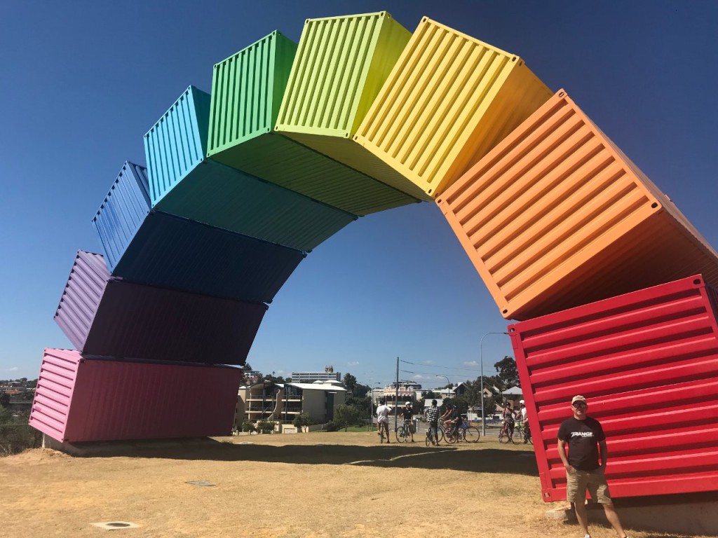 Colourful Rainbow made out of Sea Containers, East Fremantle WA