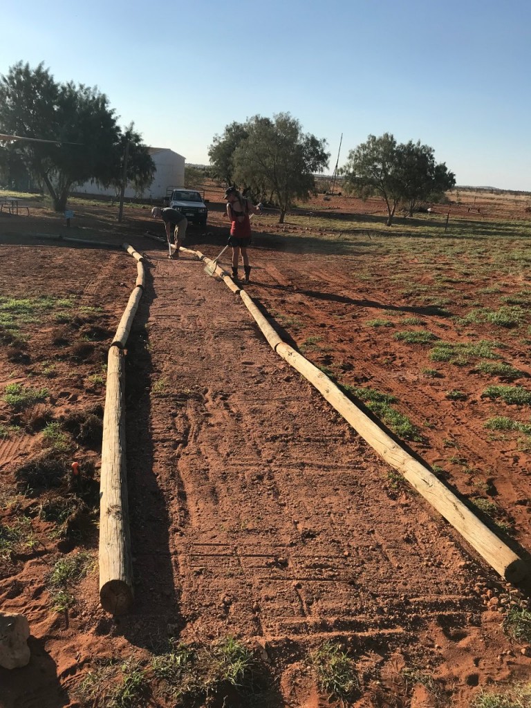 Making a path from the Toilet Block to the Camp Kitchen, Giralia Station WA