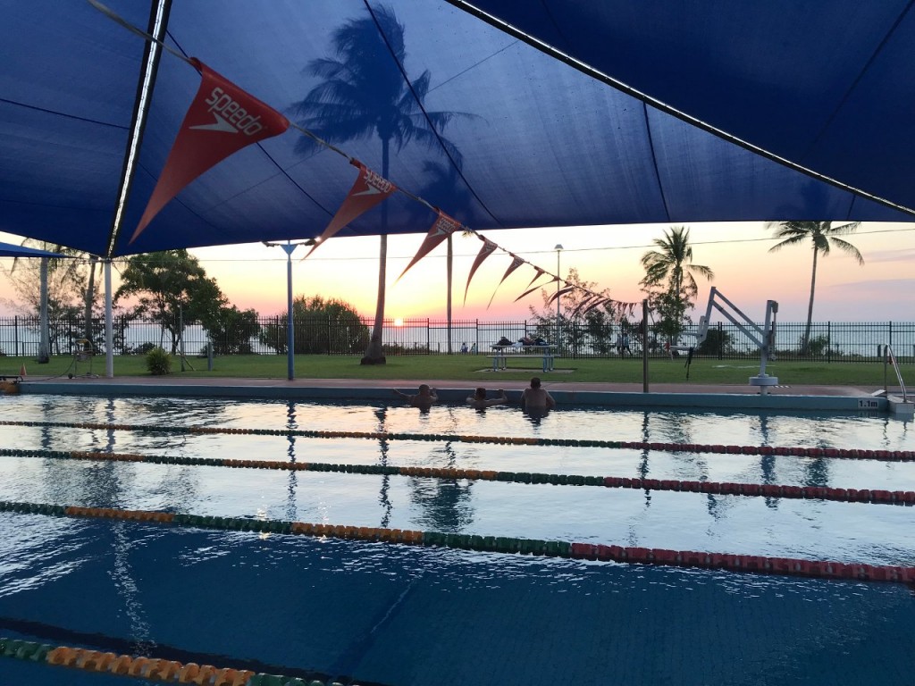 The Three Stooges watching the Sunset at Nightcliff Pool, Darwin NT