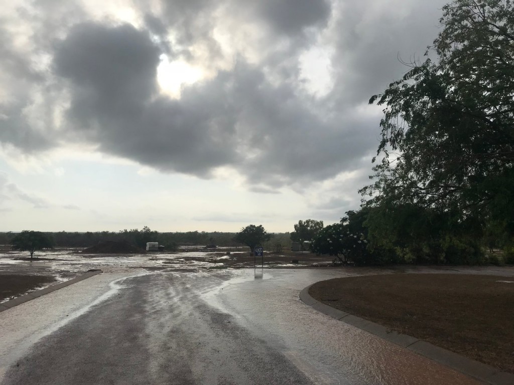 Flooded roads at the Lee Point Caravan Park, Darwin NT