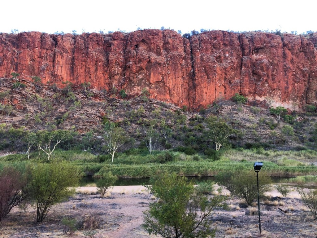 The beautiful Glen Helen Gorge was our view at dinner, Glen Helen Lodge, West McDonnell Ranges NT